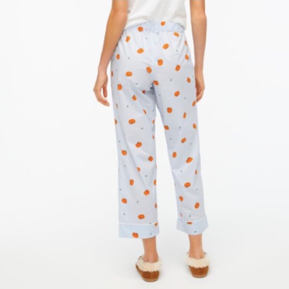 J Crew Rolled cuff Sleep Pajama PJ Pant Pumpkin Shale Blue - Picture 3 of 4